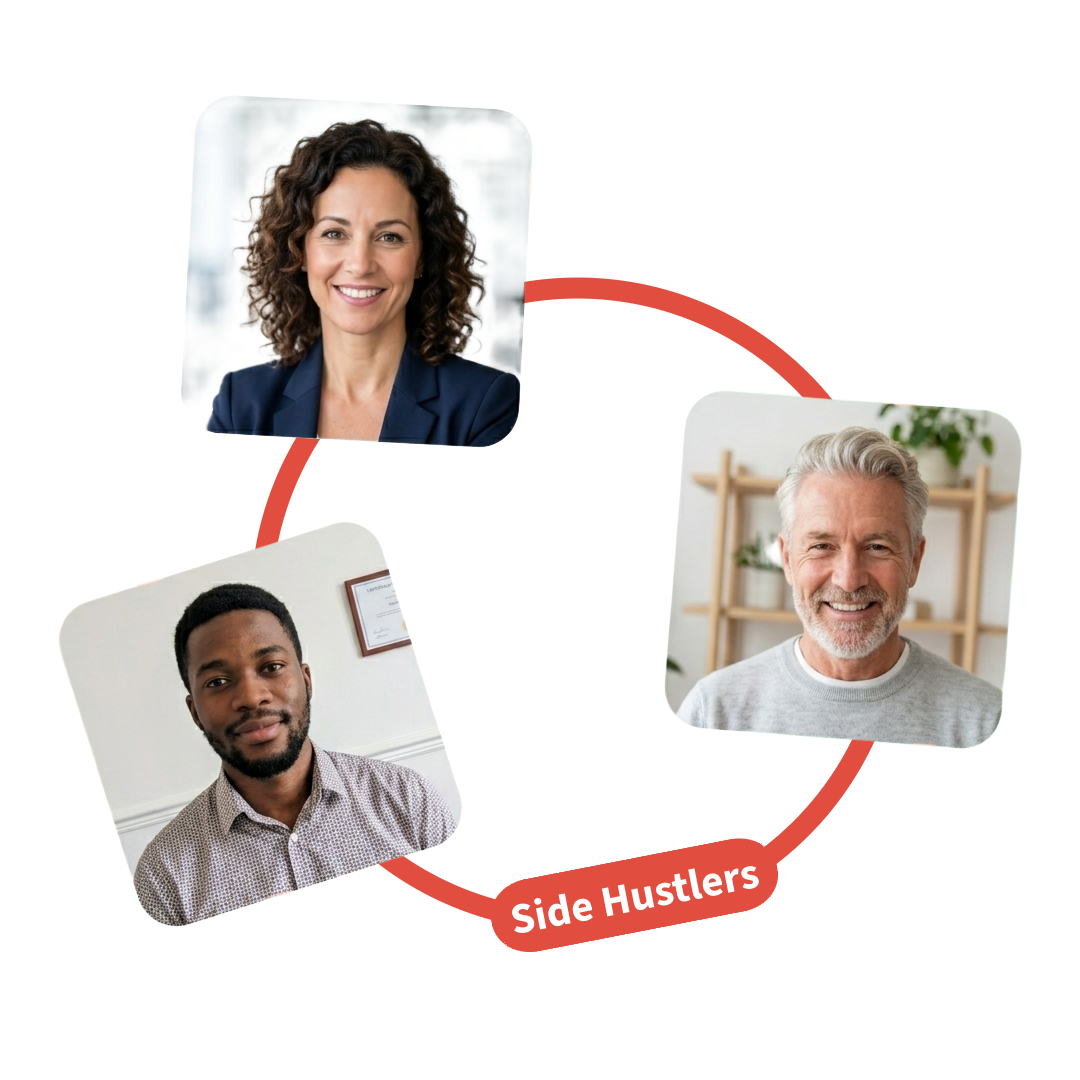 A trio of side hustlers connected in a red circle